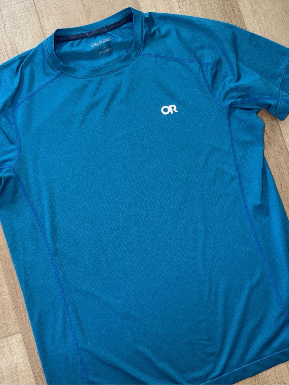 Outdoor Research Teal-Blue Short Echo Sleeve Performance Shirt-SM